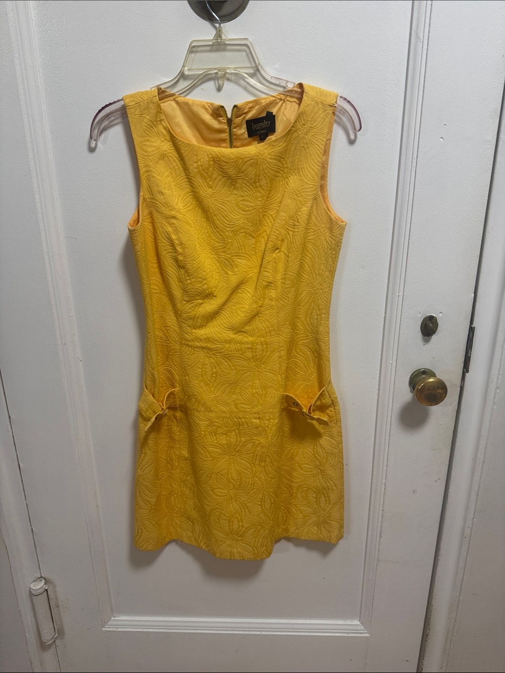 Laundry By Shelli Segal Bright Yellow Textured Sheath Mini Dress